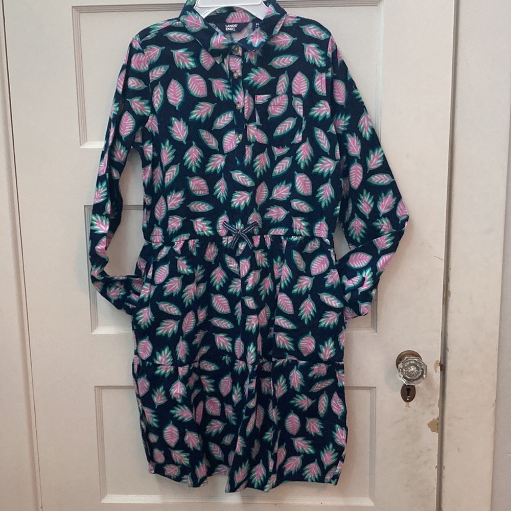 Lands Ends Girls Flannel Dress